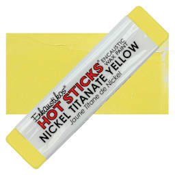 Enkaustikos Hot Sticks Encaustic Wax Paint - Nickel Titanate Yellow, 13 ml stick and swatch