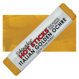 Enkaustikos Hot Sticks Encaustic Wax Paint - Italian Golden Ochre, 13 ml stick and swatch