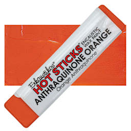 Enkaustikos Hot Sticks Encaustic Wax Paint - Anthraquinone Orange, 13 ml stick and swatch