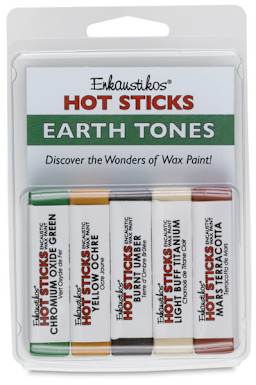 Enkaustikos Hot Sticks Encaustic Paints - Set of 5, Earth Tone Colors, 13 ml sticks