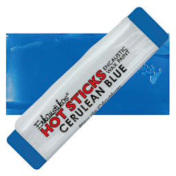 Enkaustikos Hot Sticks Encaustic Wax Paint - Cerulean Blue, 13 ml stick and swatch