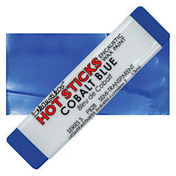 Enkaustikos Hot Sticks Encaustic Wax Paint - Cobalt Blue, 13 ml stick and swatch