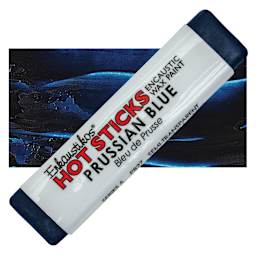 Enkaustikos Hot Sticks Encaustic Wax Paint - Prussian Blue, 13 ml stick and swatch