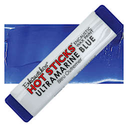 Enkaustikos Hot Sticks Encaustic Wax Paint - Ultramarine Blue, 13 ml stick and swatch