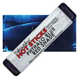 Enkaustikos Hot Sticks Encaustic Wax Paint - Phthalo Blue Red Shade, 13 ml stick and swatch