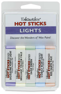 Enkaustikos Hot Sticks Encaustic Paint Sets - Front of package of 5 pc Light Tones Set