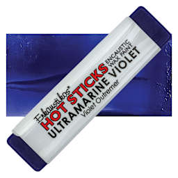 Enkaustikos Hot Sticks Encaustic Wax Paint - Ultramarine Violet, 13 ml stick and swatch