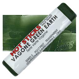 Enkaustikos Hot Sticks Encaustic Wax Paint - Vagone Green Earth, 13 ml stick and swatch