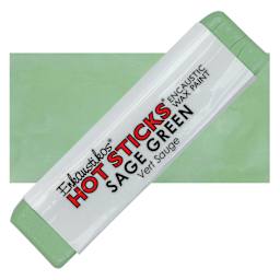 Enkaustikos Hot Sticks Encaustic Wax Paint - Sage Green, 13 ml stick and swatch
