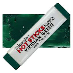 Enkaustikos Hot Sticks Encaustic Wax Paint - Viridian, 13 ml stick and swatch