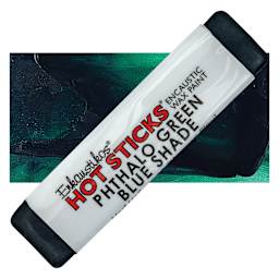 Enkaustikos Hot Sticks Encaustic Wax Paint - Phthalo Green Blue Shade, 13 ml stick and swatch