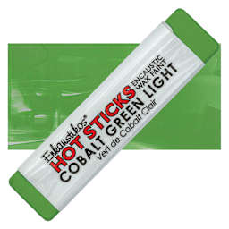 Enkaustikos Hot Sticks Encaustic Wax Paint - Cobalt Green Light, 13 ml stick and swatch