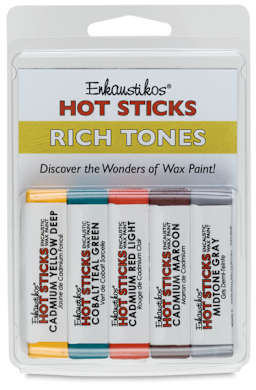 Enkaustikos Hot Sticks Encaustic Paints - Set of 5, Rich Tones, 13 ml sticks