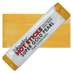 Enkaustikos Hot sticks Encaustic Wax Paint - Super Gold Pearl, 13 ml stick and swatch