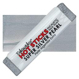 Enkaustikos Hot sticks Encaustic Wax Paint - Super Silver Pearl, 13 ml stick and swatch