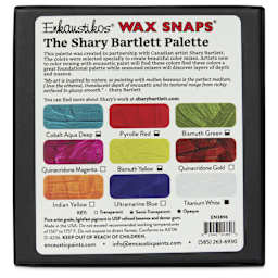 Enkaustikos Wax Snaps Encaustic Paints - Set of 9, Shary Bartlett Palette, 13 ml back of package