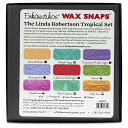 Enkaustikos Wax Snaps Encaustic Paints - Set of 9, Linda Robertson Tropical, 13 ml back of package