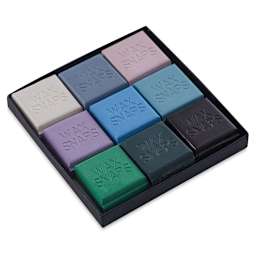 Enkaustikos Wax Snaps Encaustic Paints - The Power of Gray Set of 9 shown open in package