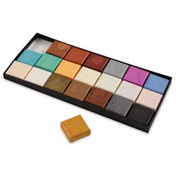 Enkaustikos Wax Snaps Encaustic Paints - Accents and Effects, Set of 21, 13 ml (Lid off, Wax snap out of packaging)