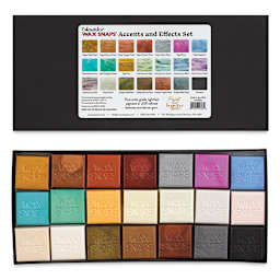 Enkaustikos Wax Snaps Encaustic Paints - Set of 21 Accents and Effects  snaps in packaging with Lid