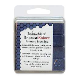 Enkaustikos EnkaustiKolors Paint Set - Front of package of Primary Blue 4 pc package