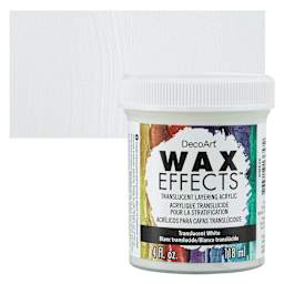 DecoArt Wax Effects Acrylic Paint - Translucent White, 4 oz Jar and swatch