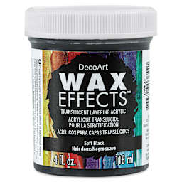 DecoArt Wax Effects Acrylic Paint - Soft Black, 4 oz Jar (Front)
