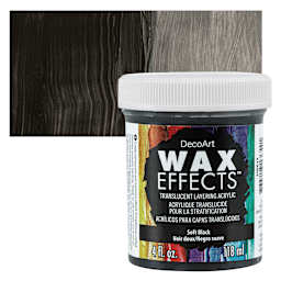DecoArt Wax Effects Acrylic Paint - Soft Black, 4 oz Jar and swatch