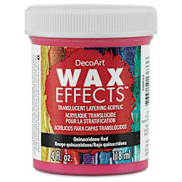 DecoArt Wax Effects Acrylic Paint - Quinacridone Red, 4 oz Jar (Front)