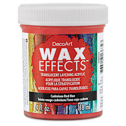 DecoArt Wax Effects Acrylic Paint - Cadmium Red Hue, 4 oz Jar (Front)