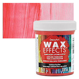 DecoArt Wax Effects Acrylic Paint - Cadmium Red Hue, 4 oz Jar and swatch