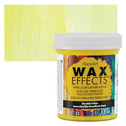 DecoArt Wax Effects Acrylic Paint - Diarylide Yellow, 4 oz Jar and swatch