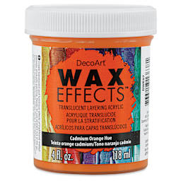DecoArt Wax Effects Acrylic Paint - Cadmium Orange Hue, 4 oz Jar (Front)
