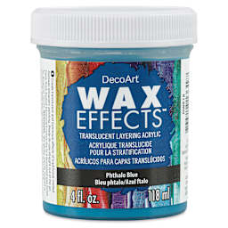 DecoArt Wax Effects Acrylic Paint - Phthalo Blue, 4 oz Jar (Front)