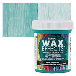 DecoArt Wax Effects Acrylic Paint - Cobalt Turquoise, 4 oz Jar and swatch