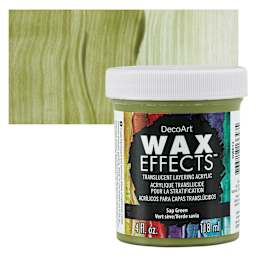 DecoArt Wax Effects Acrylic Paint - Sap Green, 4 oz Jar and swatch