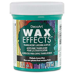 DecoArt Wax Effects Acrylic Paint - Phthalo Green Blue, 4 oz Jar (Front)