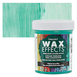 DecoArt Wax Effects Acrylic Paint - Phthalo Green Blue, 4 oz Jar and swatch