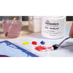 Ceracolors Waterborne Wax Paint, gel medium mixed into wax paint