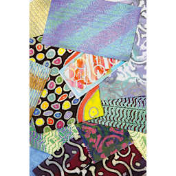 Jacquard Batik Wax - Various fabrics decorated in Batik style shown