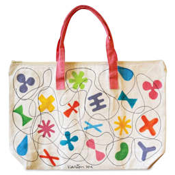 Jacquard Textile Colors and Sets, example of painted hand bag (Artwork by Karim Rashid)