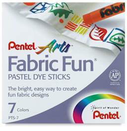 Pentel Fabric Fun Fabric Pastels, Set of 7, front of the packaging.