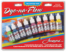 Jacquard Dye-Na-Flow Fabric Color Sets - Front view of 9 pc Exciter Pack package