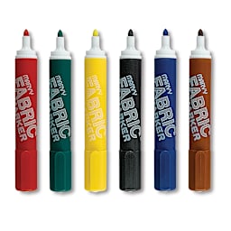 Marvy Fabric Markers - Primary Colors, Set of 6, laid out