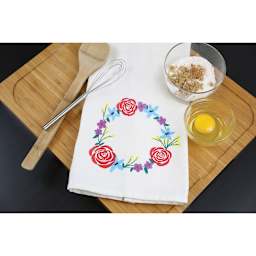 Marvy DecoFabric Paint Markers - Tea Towel decorated with markers