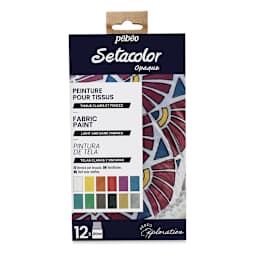 Pebeo Setacolor Fabric Paint - Shimmer, Assorted Colors, Set of 12
