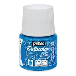 Pebeo Setacolor Fabric Paint - Aquamarine, Glitter, 45ml Bottle