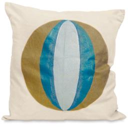 Pebeo Setacolor Fabric Paint - Pillow painted with Gold and 
Blue Circle