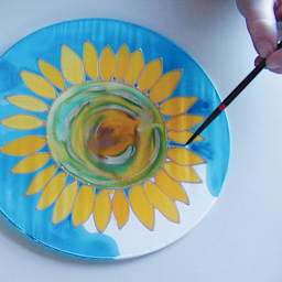 Jacquard Silk Hoop Painting, sunflower painting (Artwork by Celia Buchanan - celiabuchanan.com)