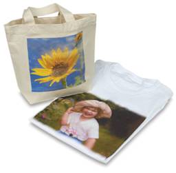 Lazertran Iron-On For Textiles - Examples of transfers to Canvas bag and shirt using Lazertran 